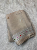 Natural Pure Khaddi Tissue Chiffon Sona & Roopa Meenakari Banarasi Saree