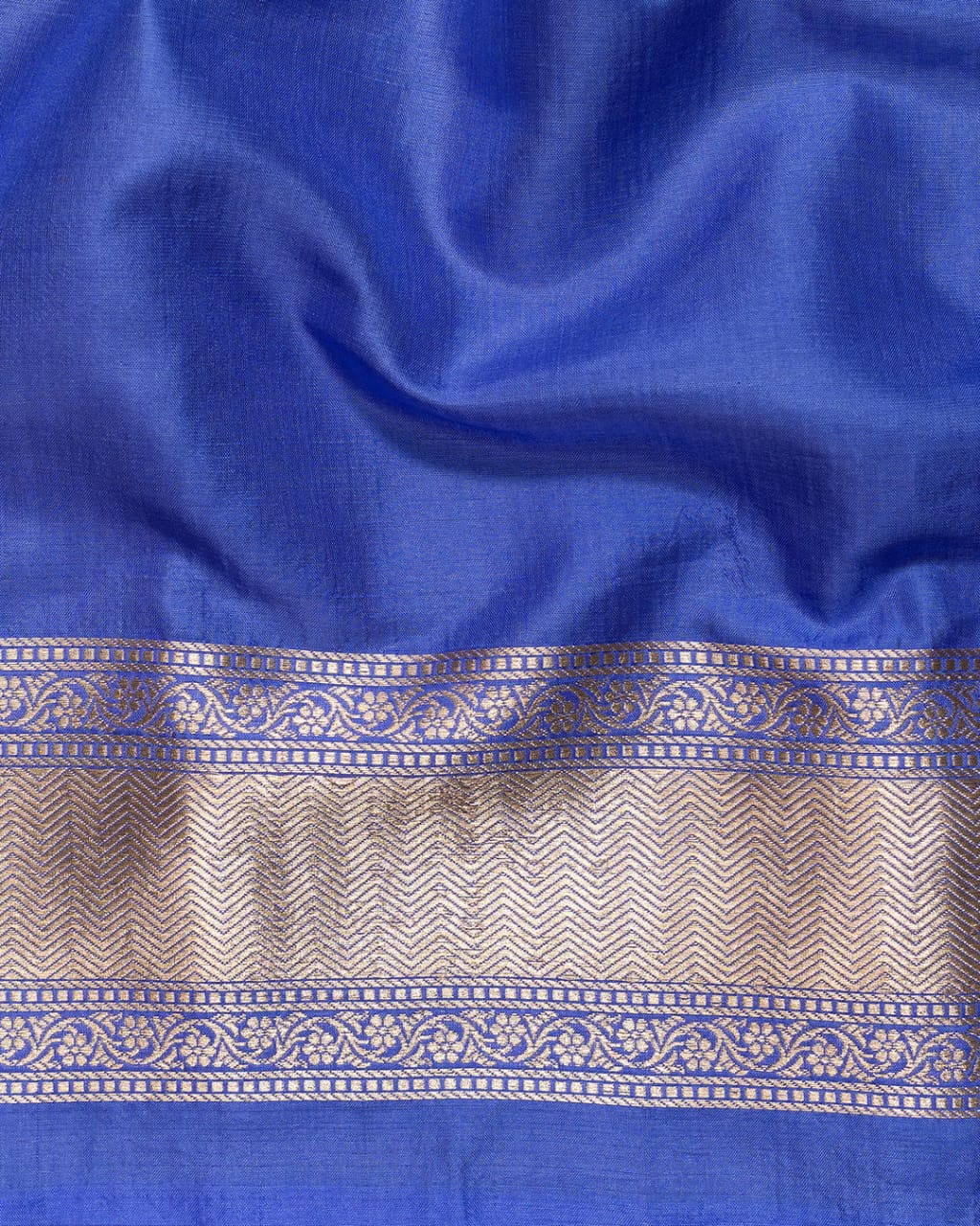 Bright Blue Pure Katan Silk Banarasi Saree