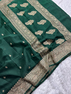 Bottle GreenPure khaddi Chiffon Silk Banarasi Saree