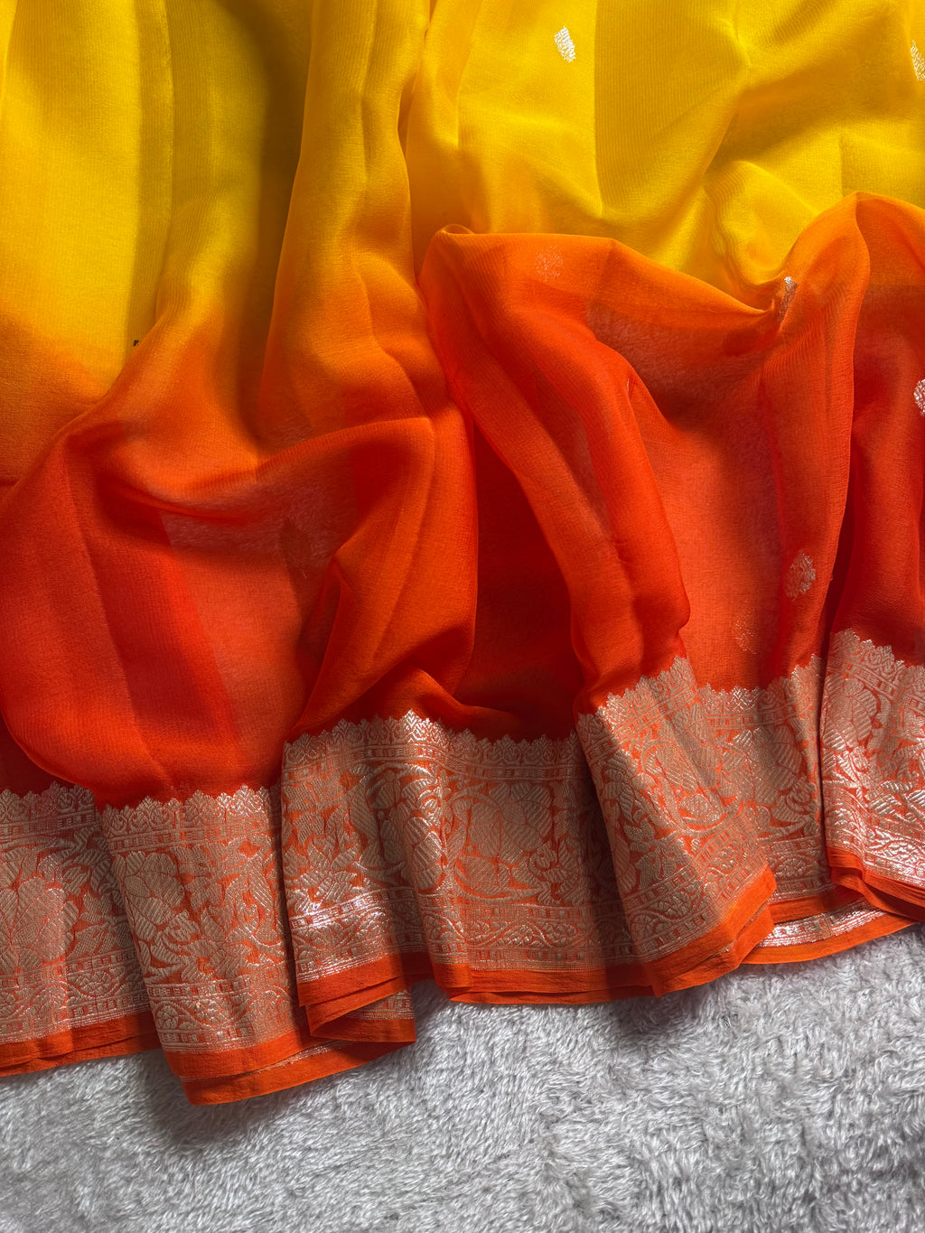 Half & Half Pure Khaddi Chiffon Silk Banarasi Saree