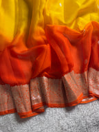 Half & Half Pure Khaddi Chiffon Silk Banarasi Saree
