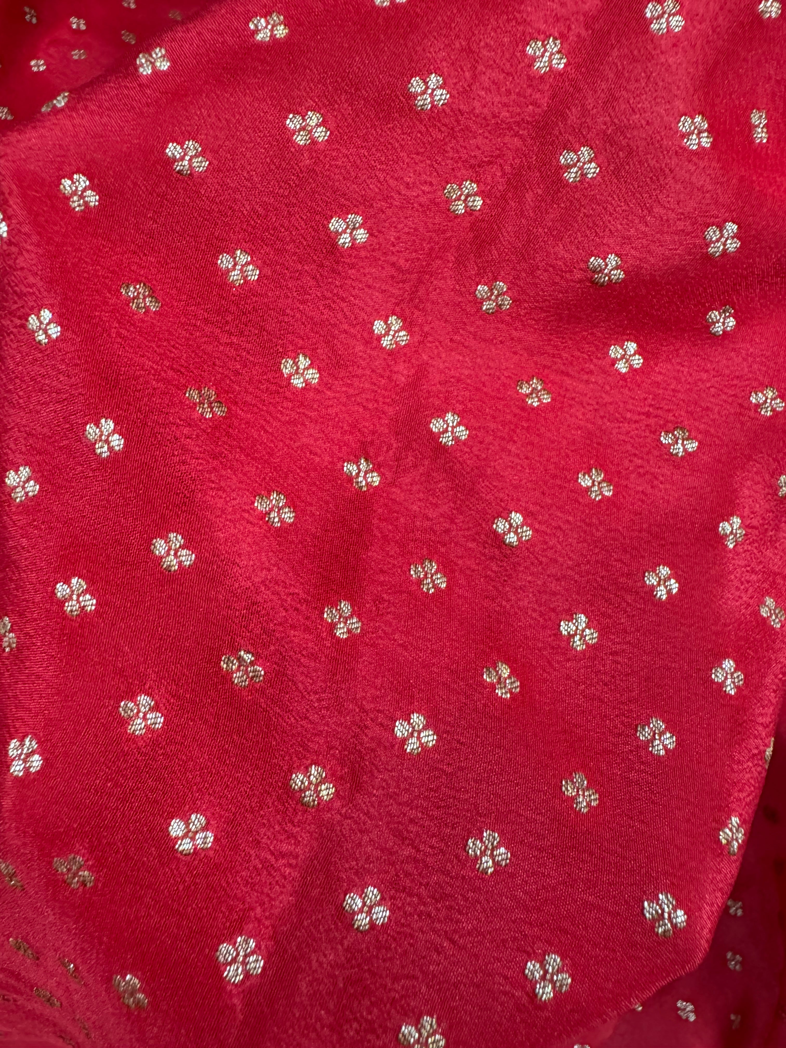 Red Pure Khaddi Crep Silk Banarasi Saree