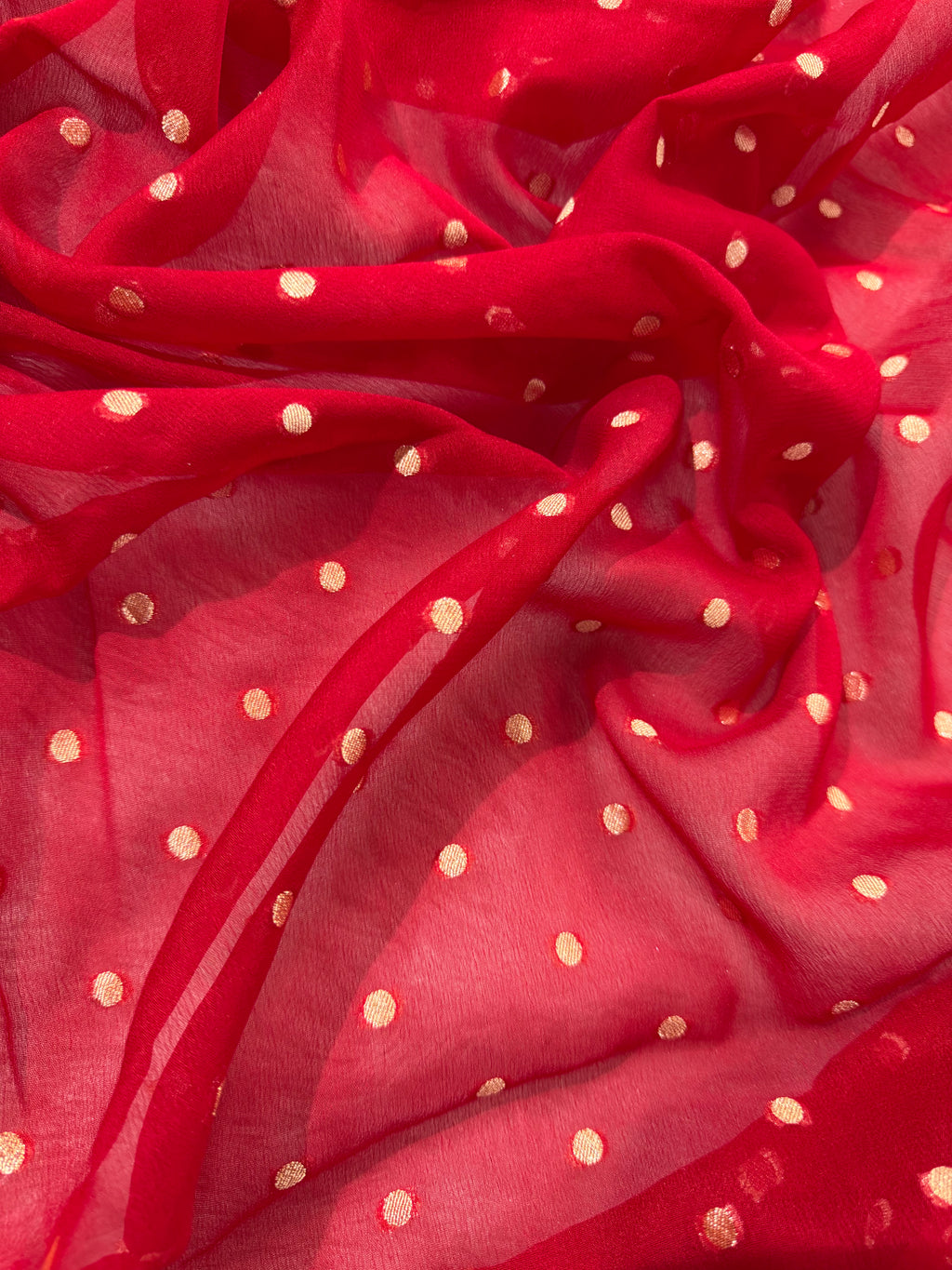 Red Pure Khaddi Georgette Silk Banarasi Booti Saree