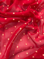 Red Pure Khaddi Georgette Silk Banarasi Booti Saree