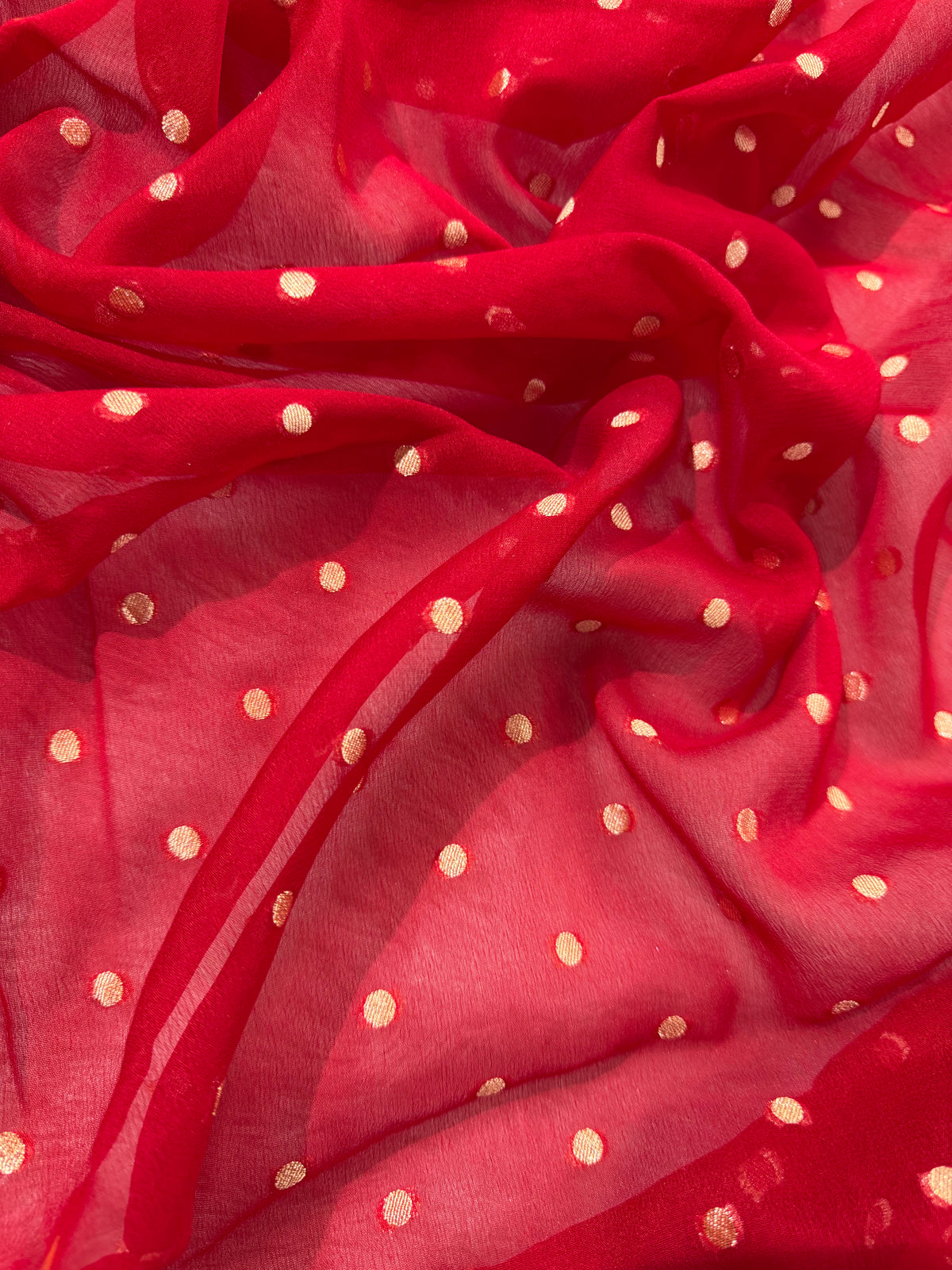 Red Pure Khaddi Georgette Silk Banarasi Booti Saree