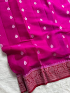 Rani & Red Pure Khaddi Chiffon Silk Banarasi Saree