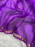 Purple Pure Kora Organza Silk Banarasi Saree