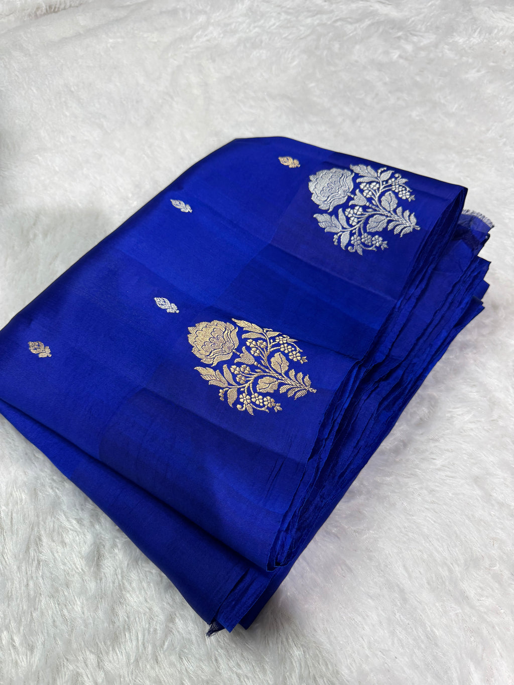 Royal Blue Sona & Roopa Pure Raw Mango Silk Banarasi Saree