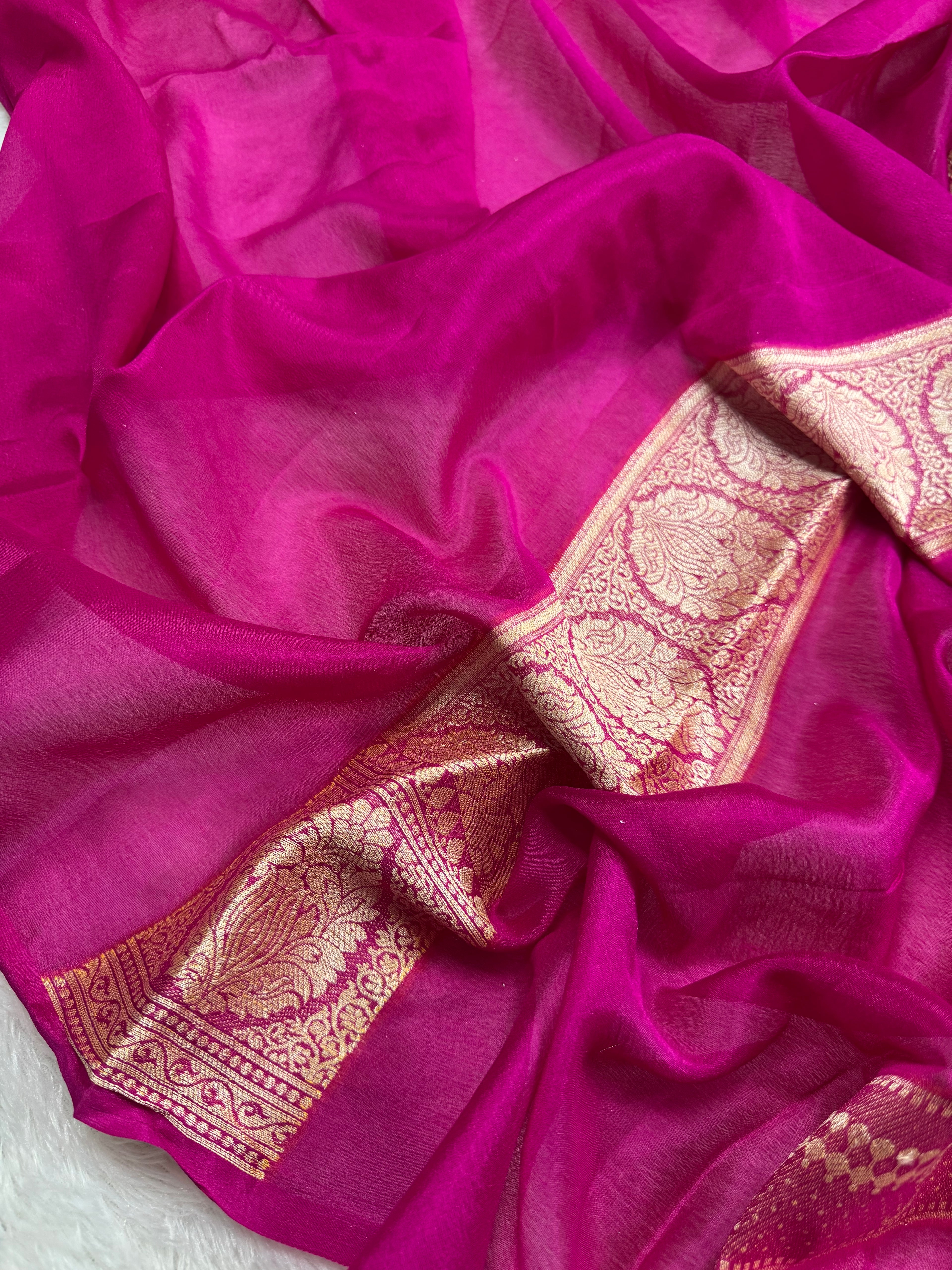 Rani Pure Chiffon Silk Banarasi Saree