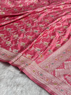 Pink Meenakari Mashru Katan Silk Banarasi Saree