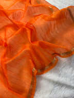 Rust Orange Pure Kora Organza Silk Banarasi Saree