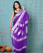 Purple Pure Khaddi Chiffon Silk Banarasi Saree