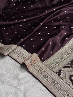 Deep Wine Mashru Katan Silk Banarasi Saree