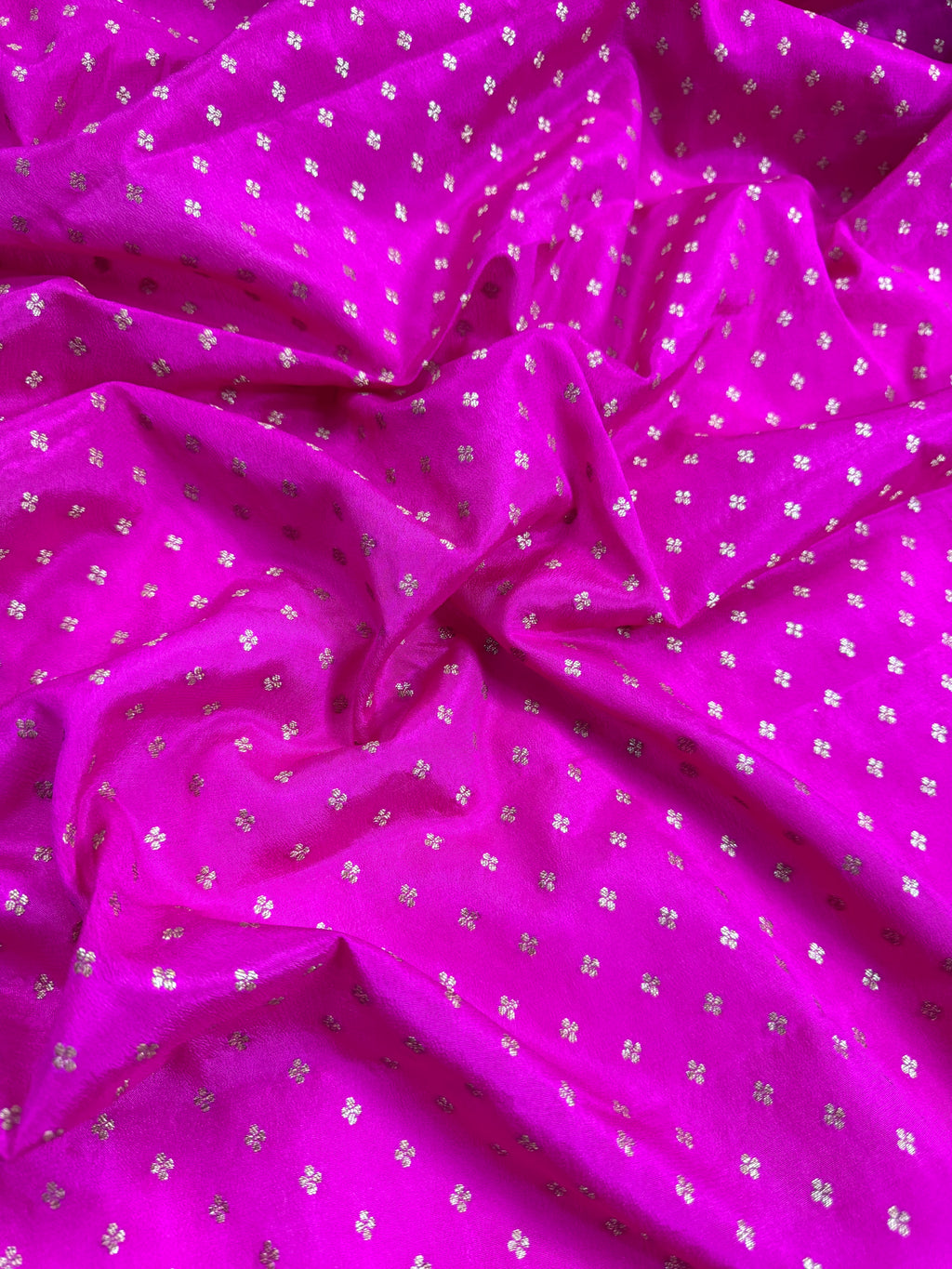 Hot Pink & Navy Blue Pure Khaddi Crep Silk Banarasi Saree