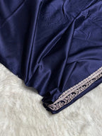 Navy Blue Meenakari Mashru Katan Silk Banarasi Saree