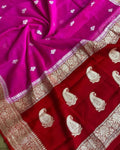 Red & Rani Pure khaddi Chiffon Silk Banarasi Saree