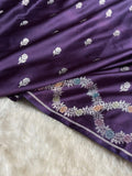 Deep Purple Meenakari Mashru Katan Silk Banarasi Saree