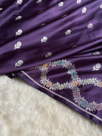 Deep Purple Meenakari Mashru Katan Silk Banarasi Saree