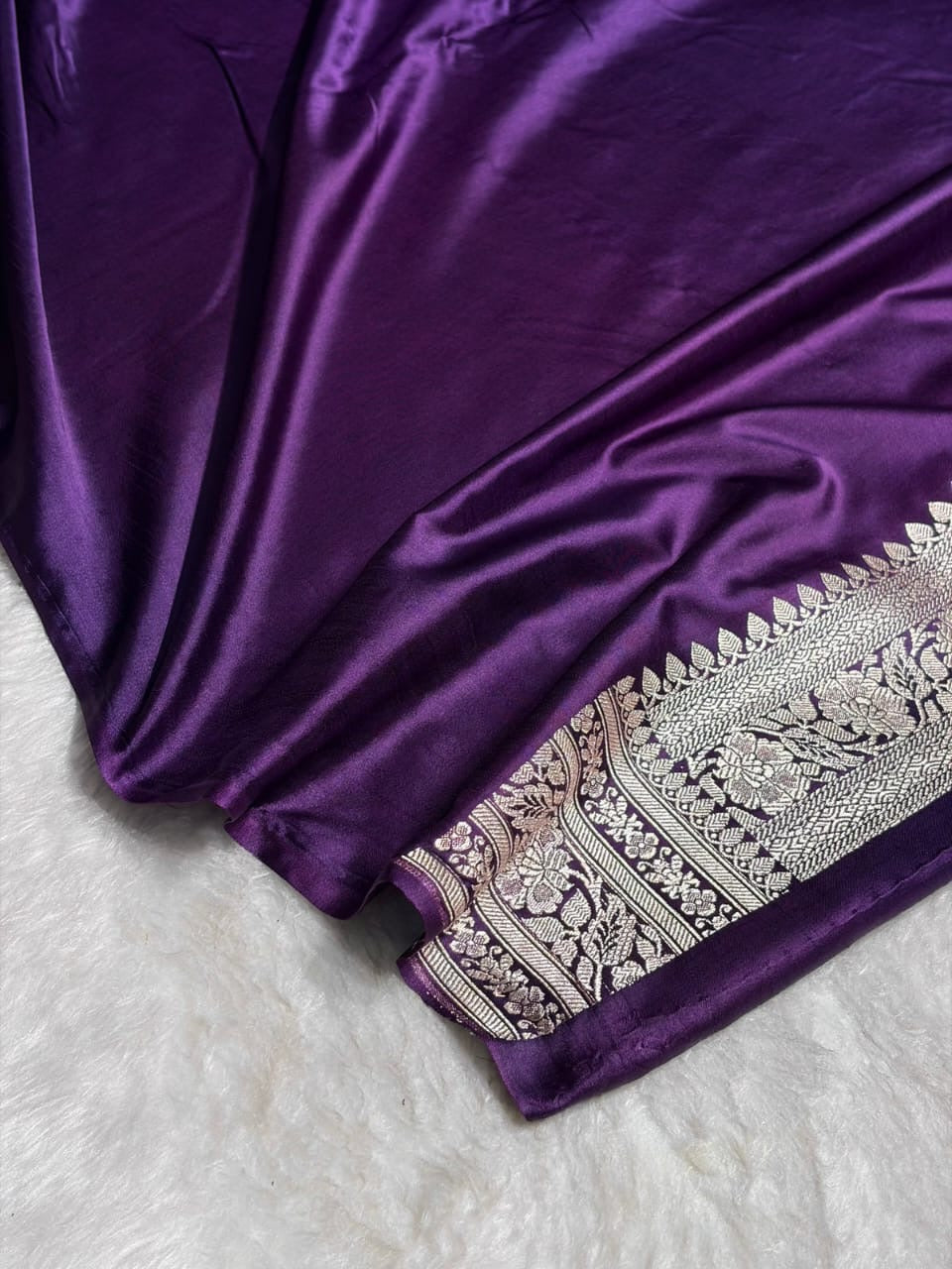 Purple Meenakari Mashru Katan Silk Banarasi Saree