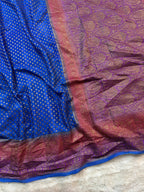 Royal Blue Pure Khaddi Crep Silk Banarasi 3d Saree