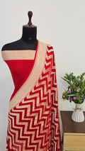 Red Pure Khaddi Georgette Silk Banarasi Saree