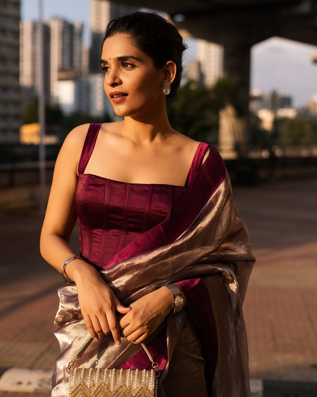 Reddish Wine Pure Glass Tissue Silk Banarasi Saree