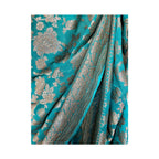Teal Green Pure Khaddi Georgette Silk Banarasi Saree