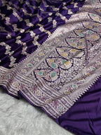 Purple Meenakari Mashru Katan Silk Banarasi Saree