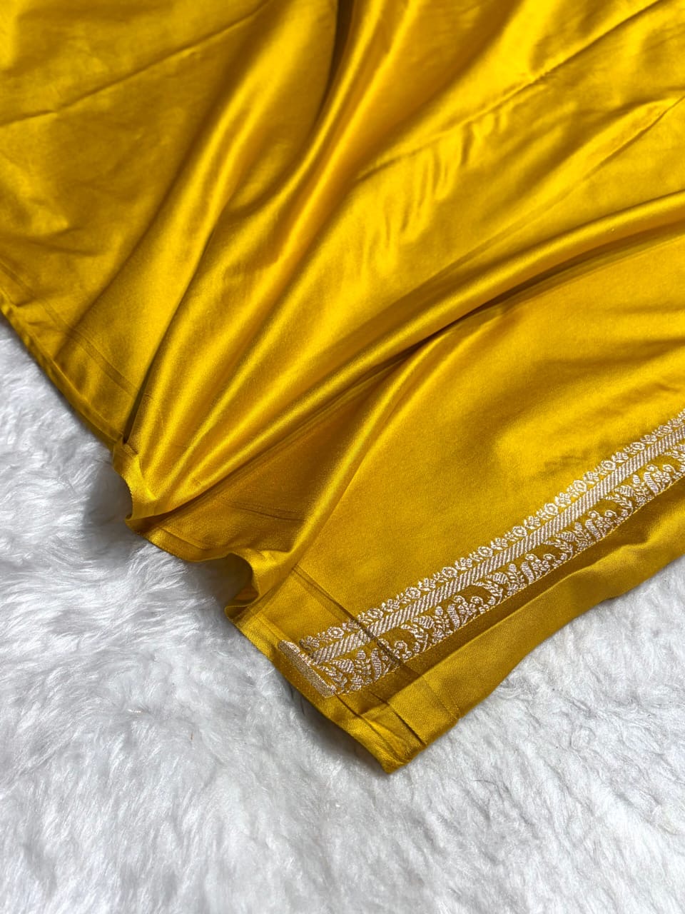 Yellow Meenakari Mashru Katan Silk Banarasi Saree