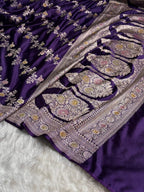Purple Meenakari Mashru Katan Silk Banarasi Saree