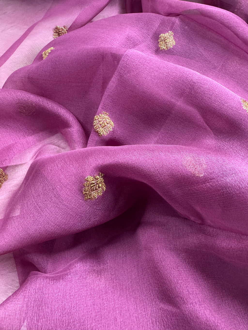 Dusty Mauve Pure khaddi Chiffon Silk Banarasi Saree