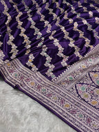 Purple Meenakari Mashru Katan Silk Banarasi Saree