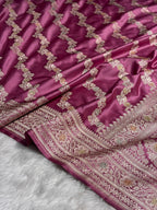 Deep Berry Meenakari Mashru Katan Silk Banarasi Saree