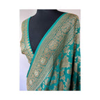 Teal Green Pure Khaddi Georgette Silk Banarasi Saree