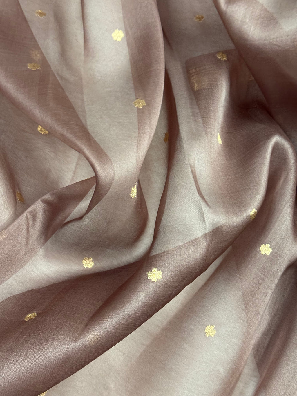 Brown Pure Kora Organza Silk Banarasi Saree