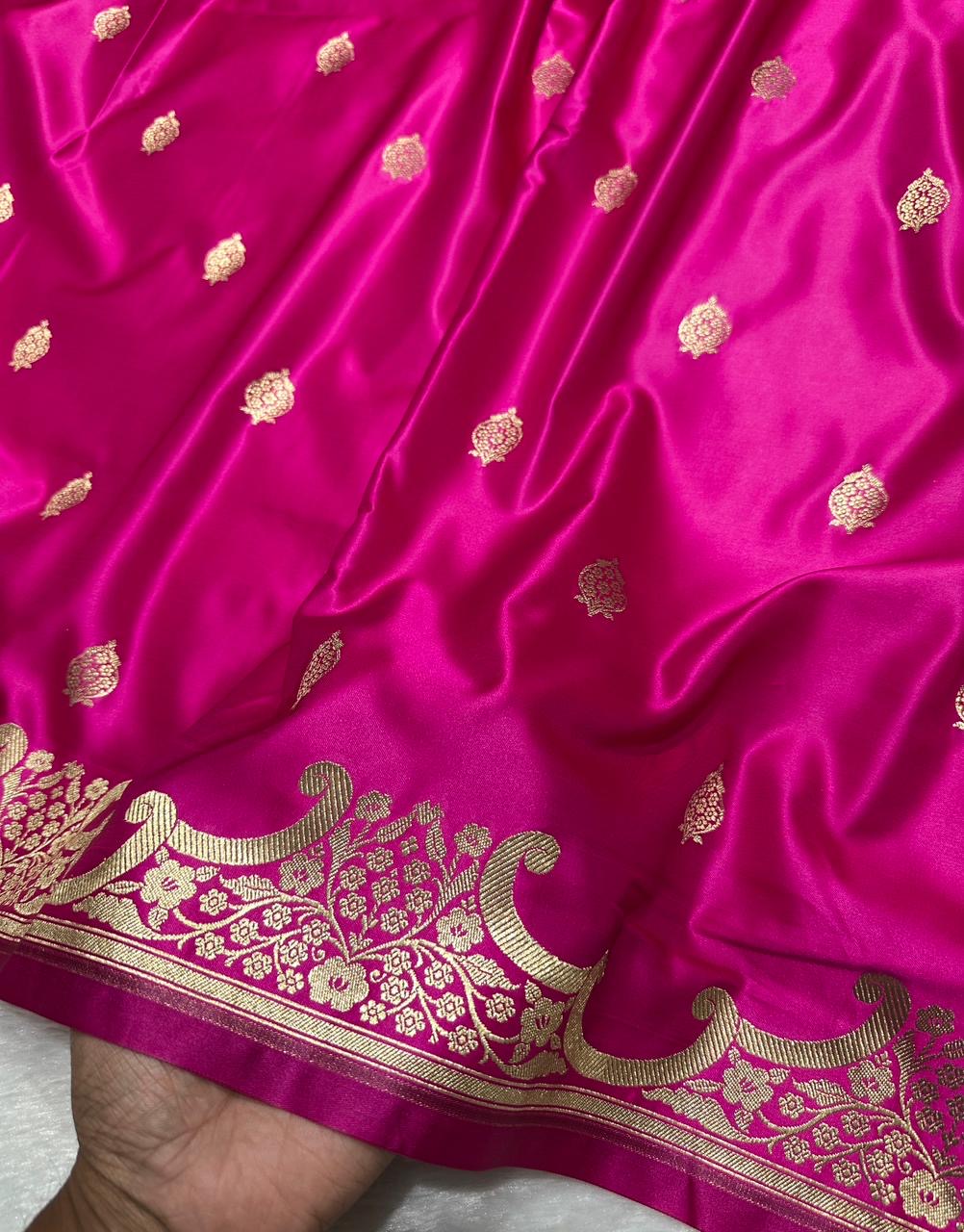 Rani Pink Mashru Katan Silk Banarasi Saree