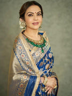 Nita Ambani Royal Blue Pure Katan Meenakari Jall Handloom Banarasi Silk Saree