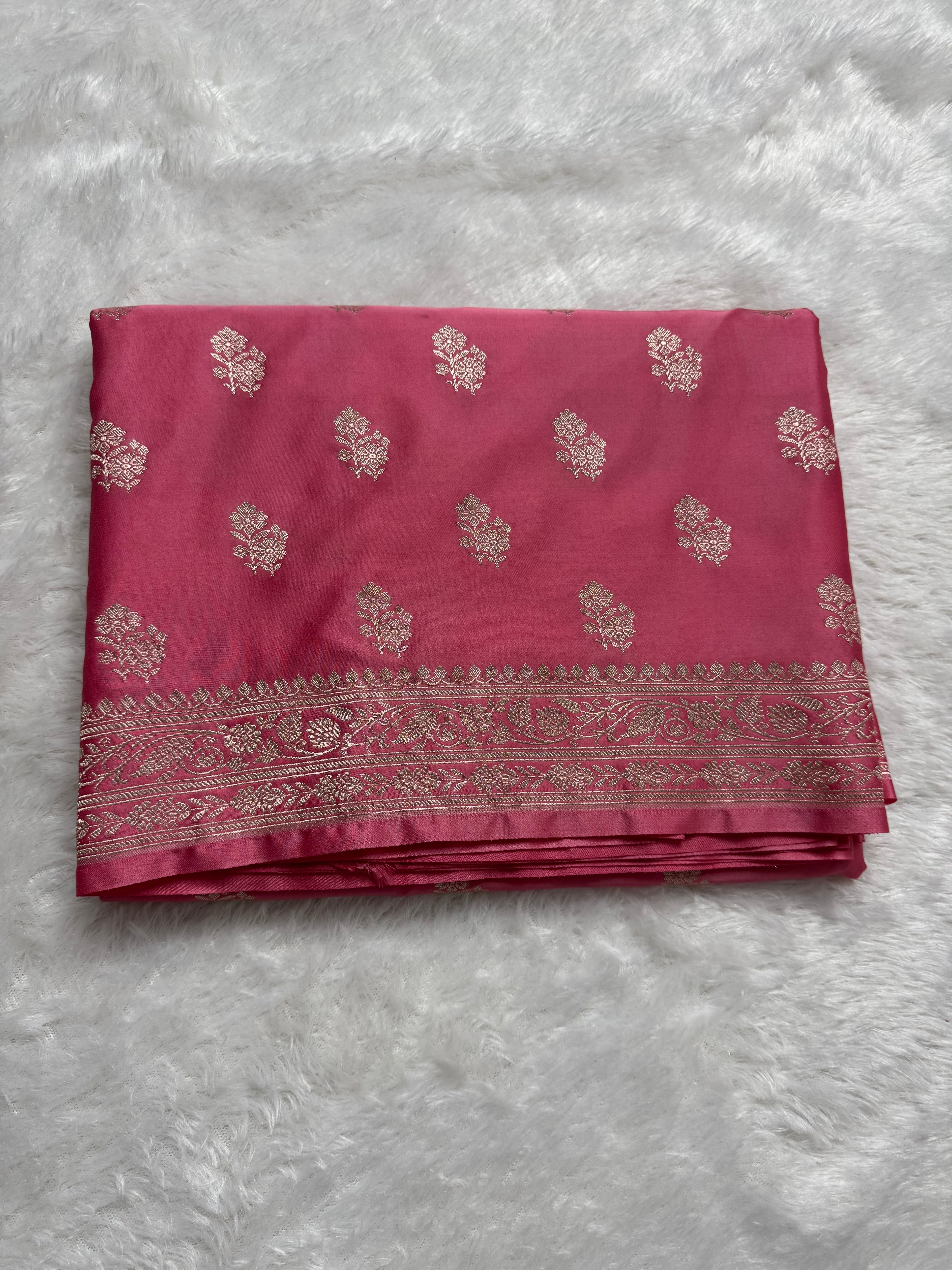 Pink Mashru Katan Silk Banarasi Saree