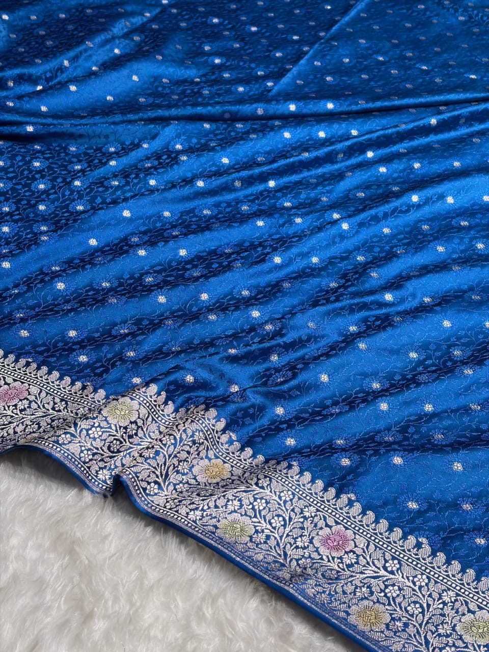 Peacock Tanchui Meenakri Mashru Katan Silk Banarasi Saree