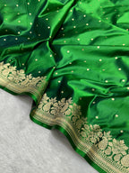 Green Mashru Katan Silk Banarasi Saree