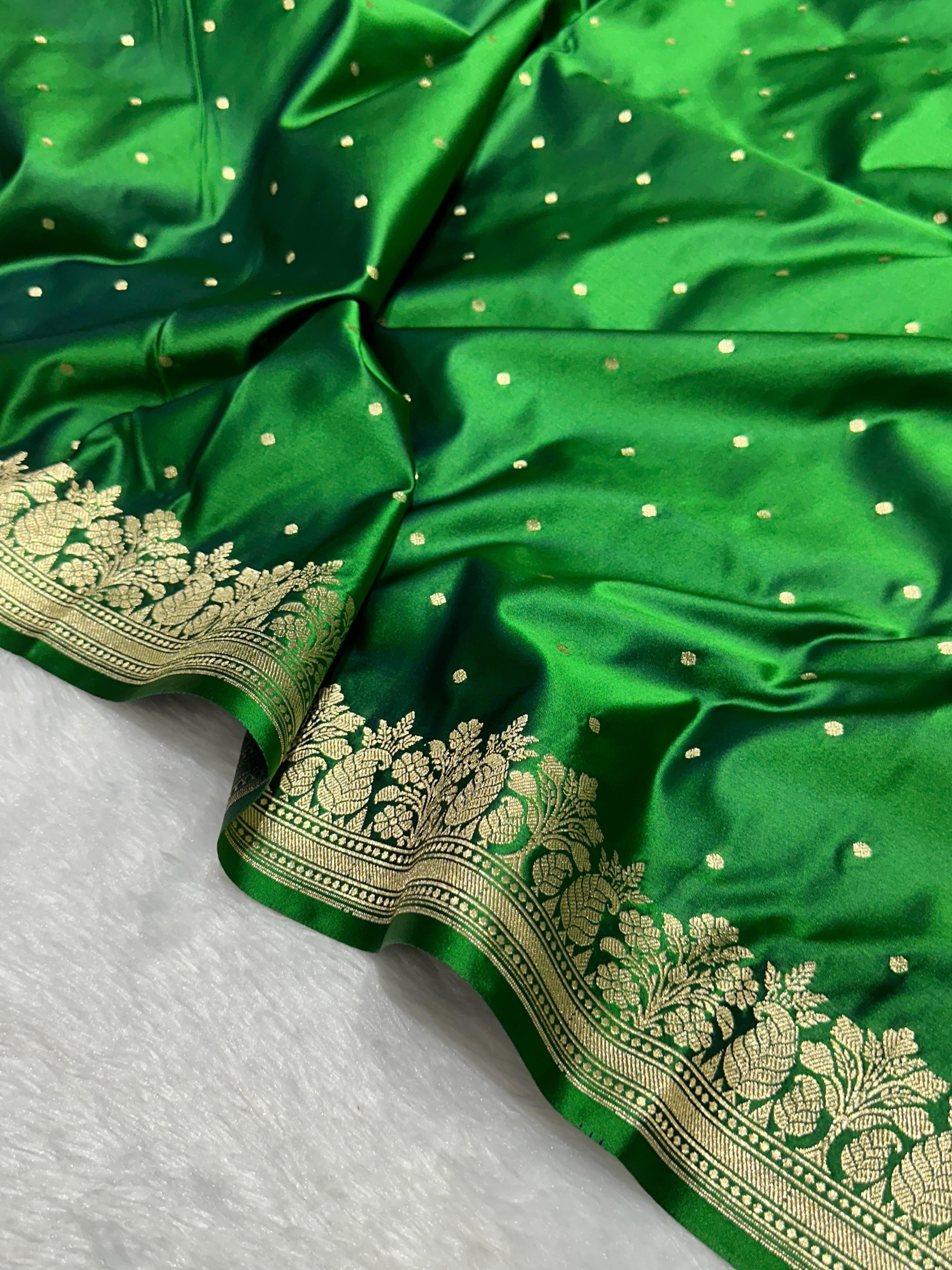 Green Mashru Katan Silk Banarasi Saree
