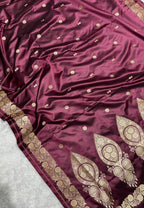 Wine Maroon Mashru Katan Silk Banarasi Saree