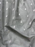 Grey & Red Pure Khaddi Chiffon Silk Banarasi Saree