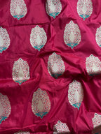 Red Pure katan Zari Border Aanchal Mina Boota Saree