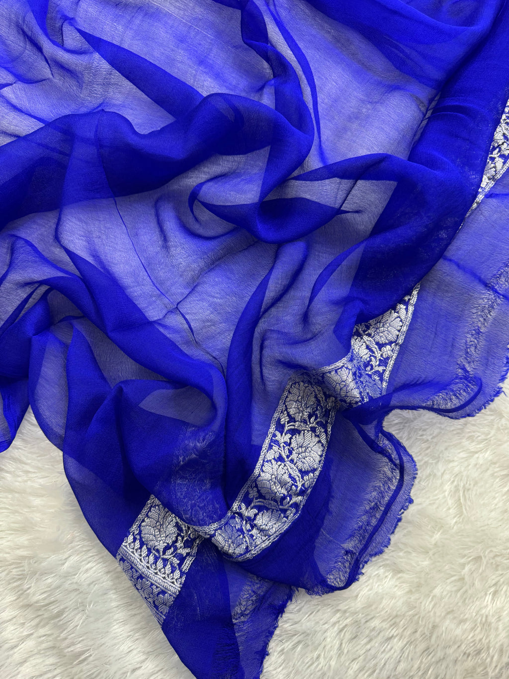 Royal Shade Half & Half Pure Khaddi Chiffon Silk Banarasi Saree