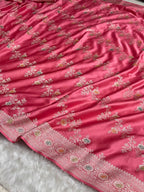 Baby Pink Meenakri Mashru Katan Silk Banarasi Saree
