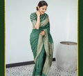 Green Pure Khaddi Crep Silk Banarasi Saree