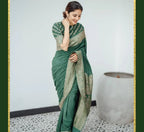 Green Pure Khaddi Crep Silk Banarasi Saree