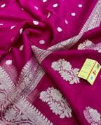 Rani Pink Pure Khaddi Chiffon Silk Banarasi Saree
