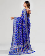 Royal Blue Pure Chiffon Silk Banarasi Saree